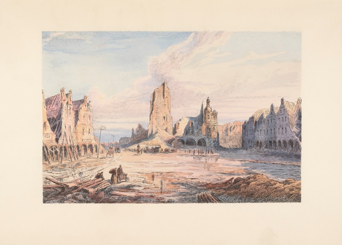 Arras  La petite place lhótel de ville et le beffroi 1920
