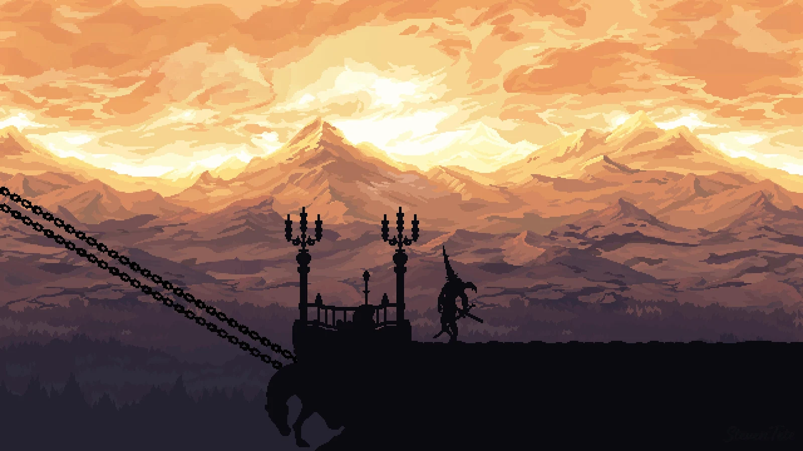 The Penitent One In Blasphemous - Pixel Art 4K Wallpaper (3840x2160)