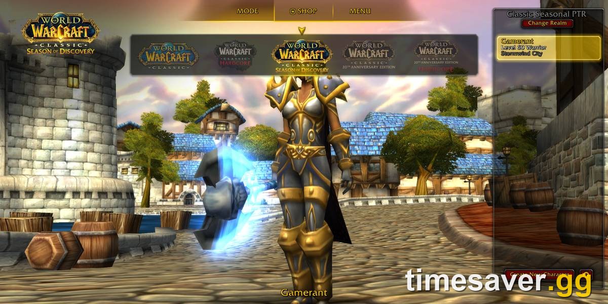 The WoW Classic mode-select screen where you choose a Hardcore realm