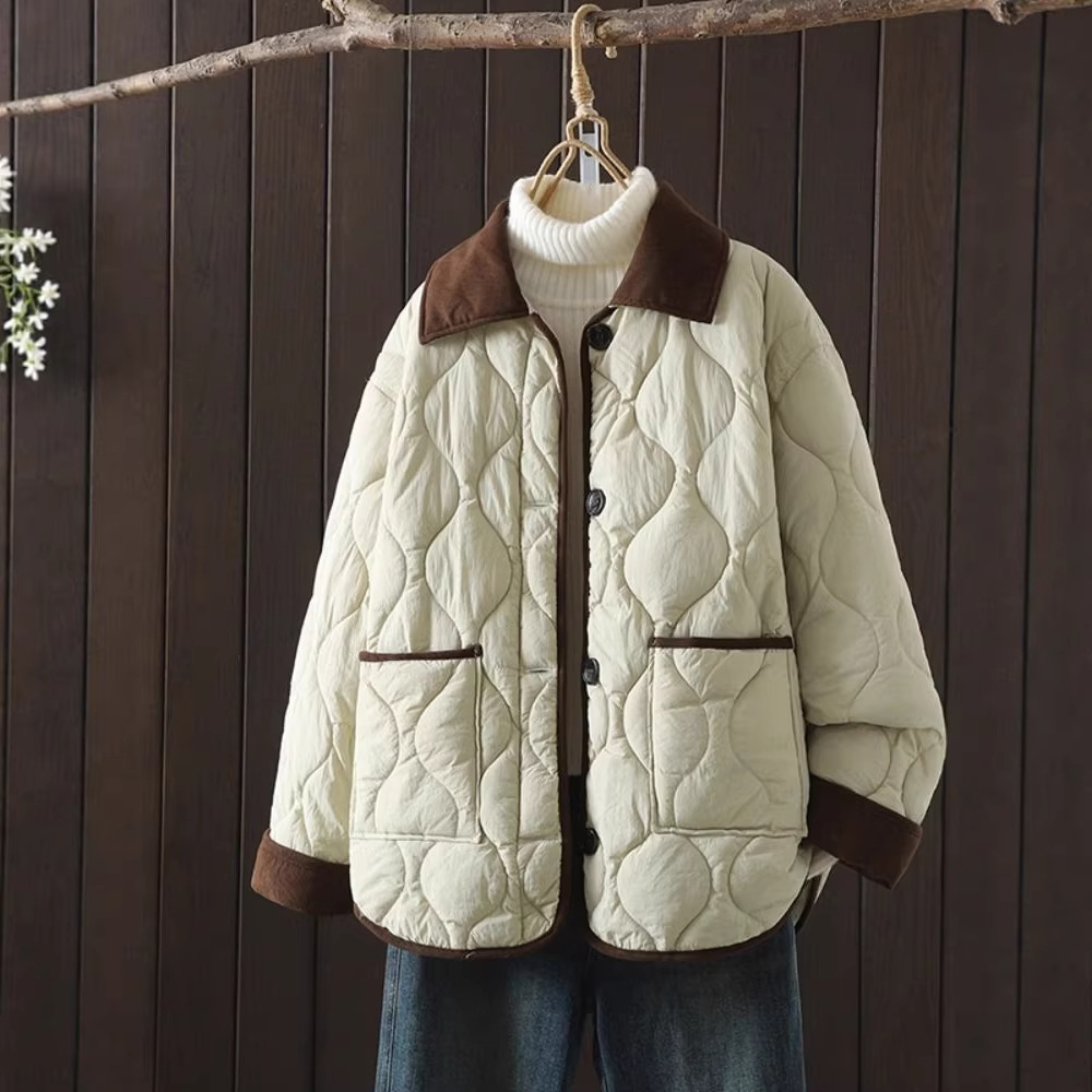Damen Steppjacke, Kurz, mit Kontrastkragen