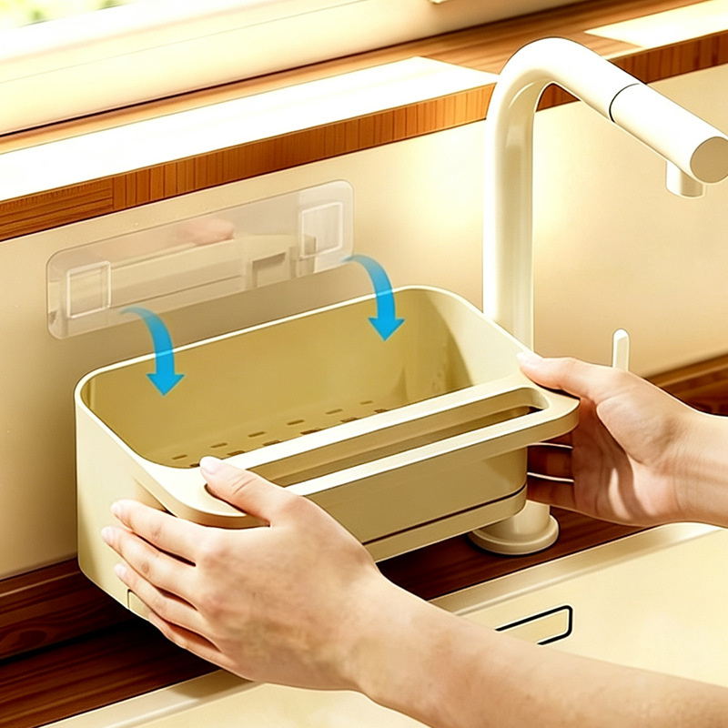 Wall-Mounted Sink Shelf with Draining Area