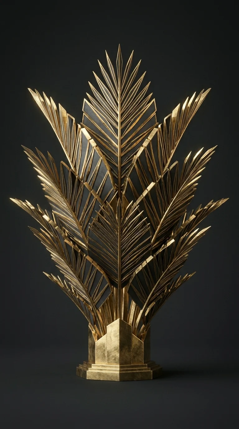 Luxury Tropical Art Deco Brass Palm Leaves Background - Free 4K mobile Wallpaper