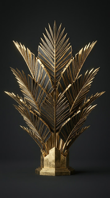 Luxury Tropical Art Deco Brass Palm Leaves Background - Free mobile Wallpaper