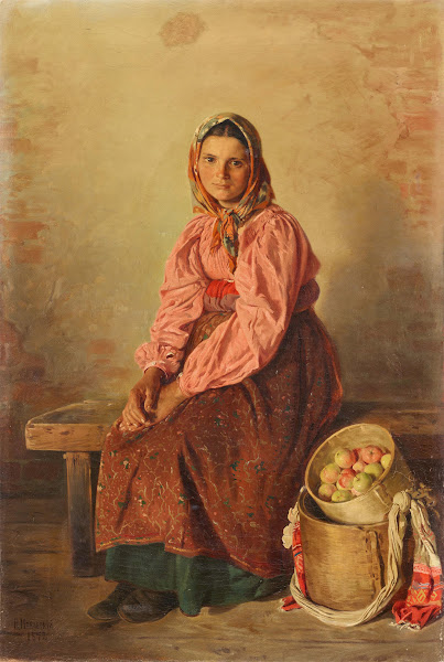 Young farmer with a basket of apples 1872