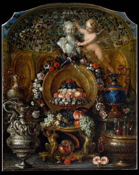 Still Life with Silver and Gold Vessels Fruit and Flowers 1718