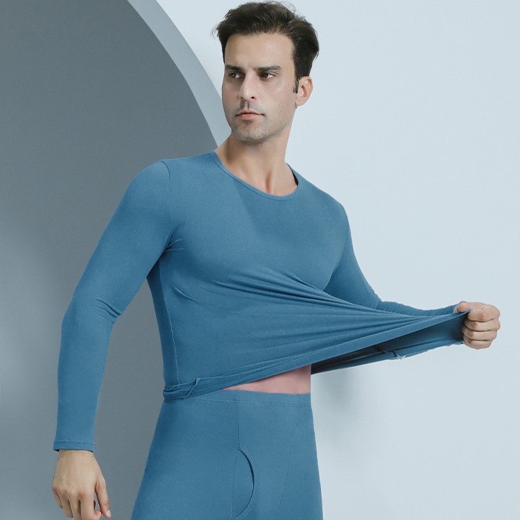 Thermal underwear set for men and women, round neckline