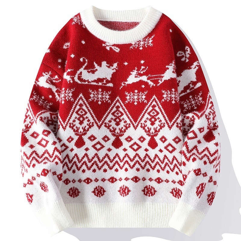 Knit sweater with round neckline, floral pattern
