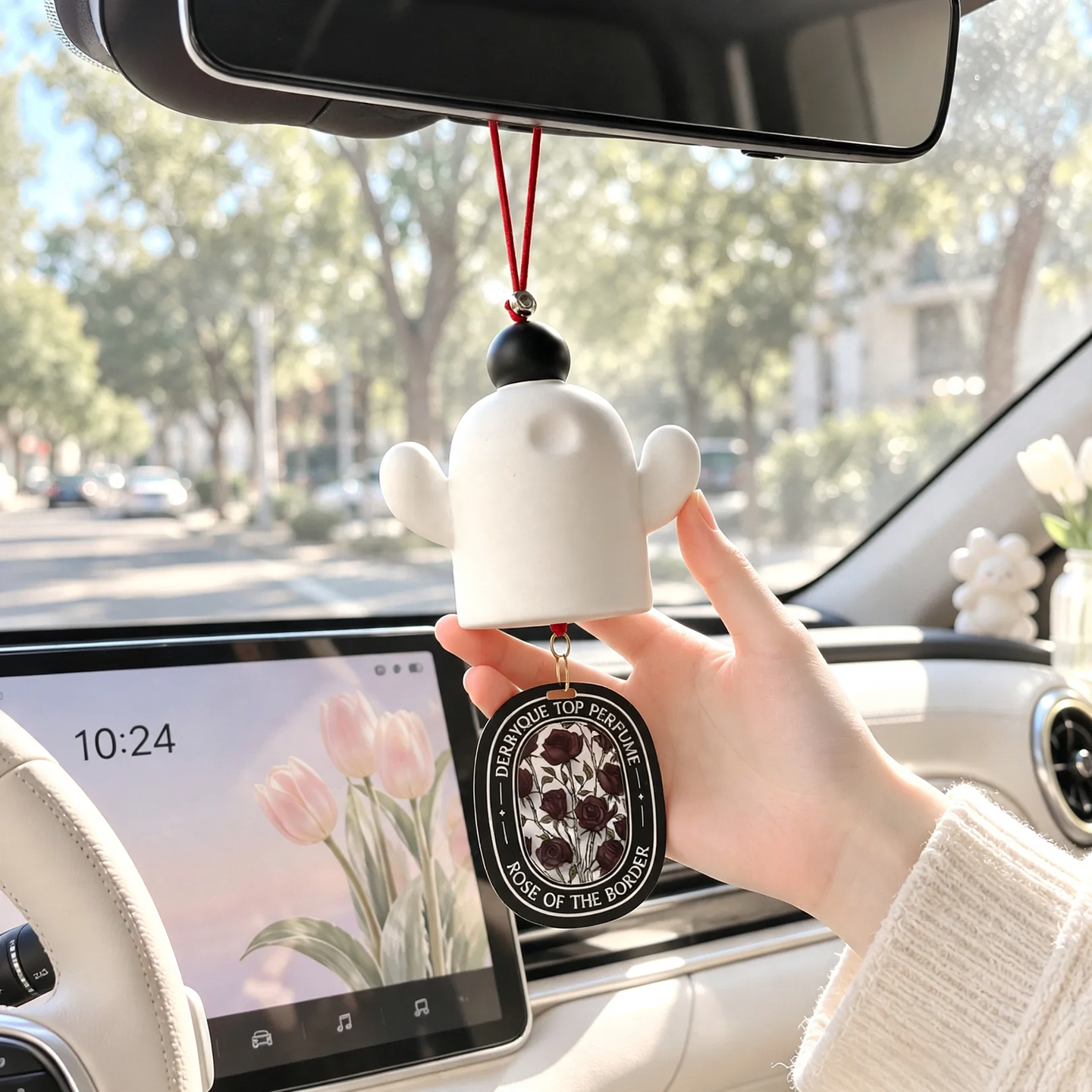 Cactus car hanger with fragrance function, triangular