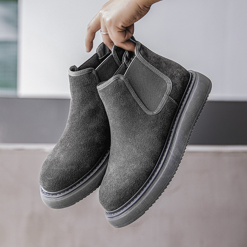Men's leather boots, suede look, vintage style