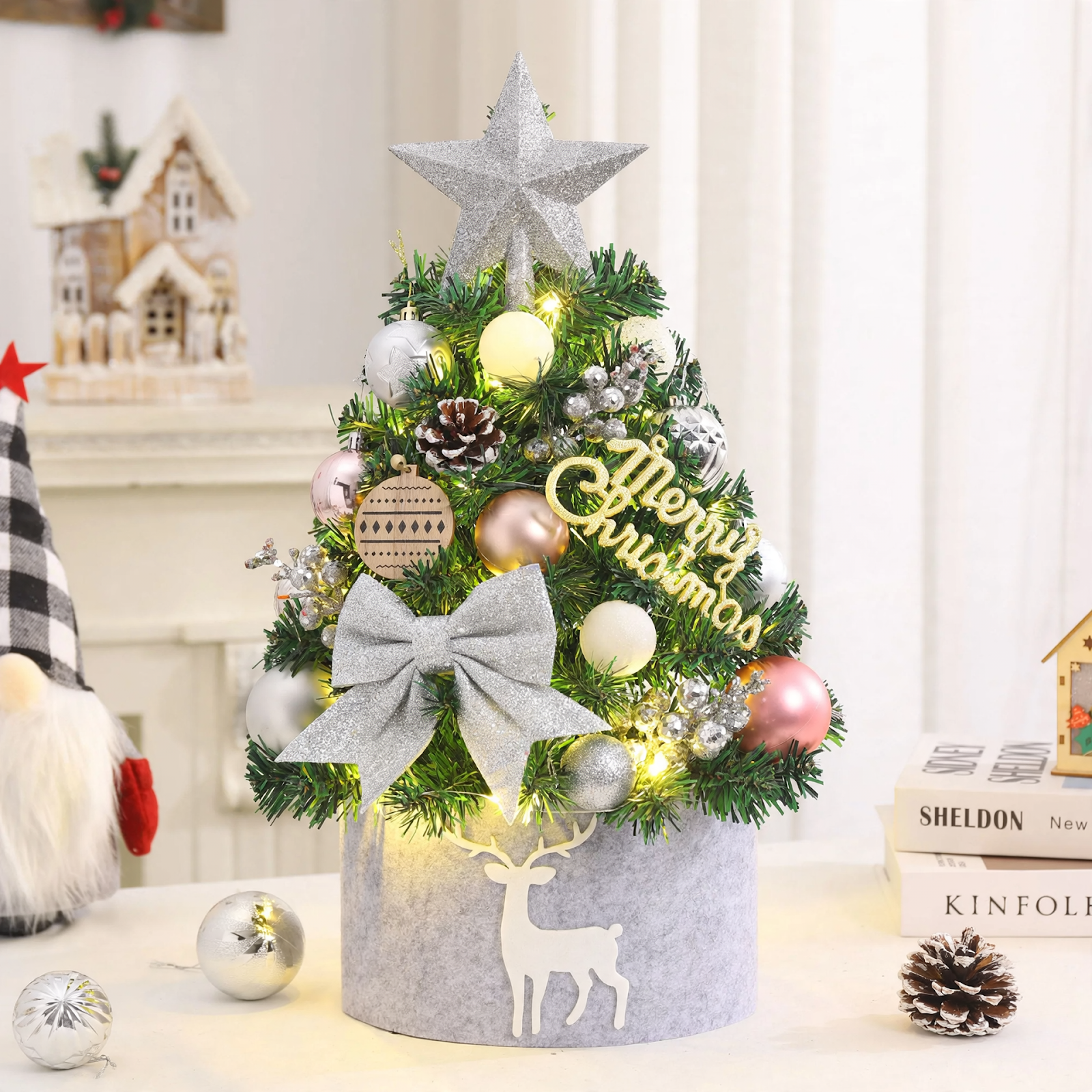 Mini-Weihnachtsbaum mit Dekoration, 45/60 cm, PVC