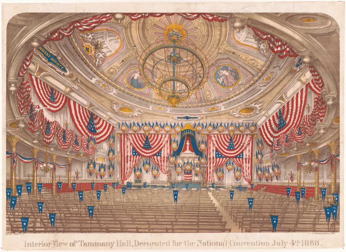Interior View Of Tammany Hall Decorated For The National Convention July 4th 186