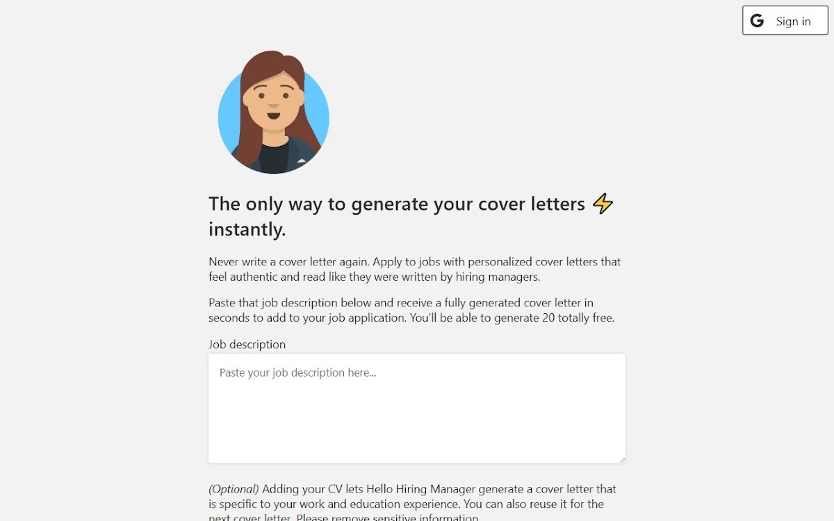 Captura de Hello Hiring Manager
