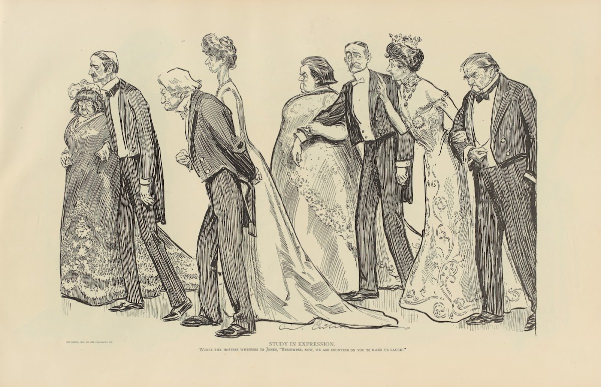 Study in expression while the hostess whispers to Jones 1900 1905