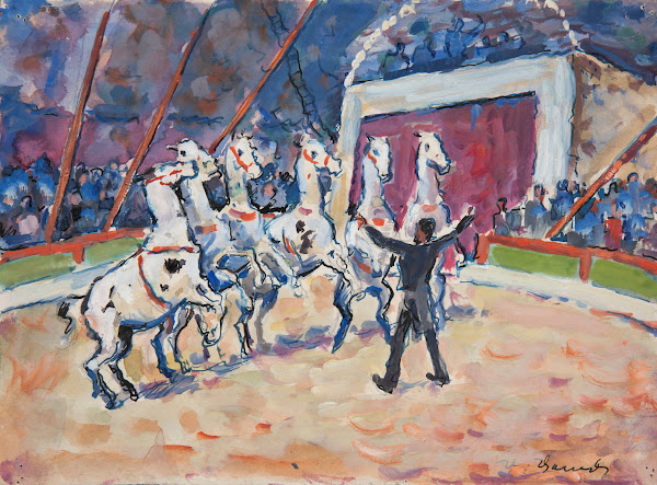 Scena z cyrku  pokaz tresury koni 1932