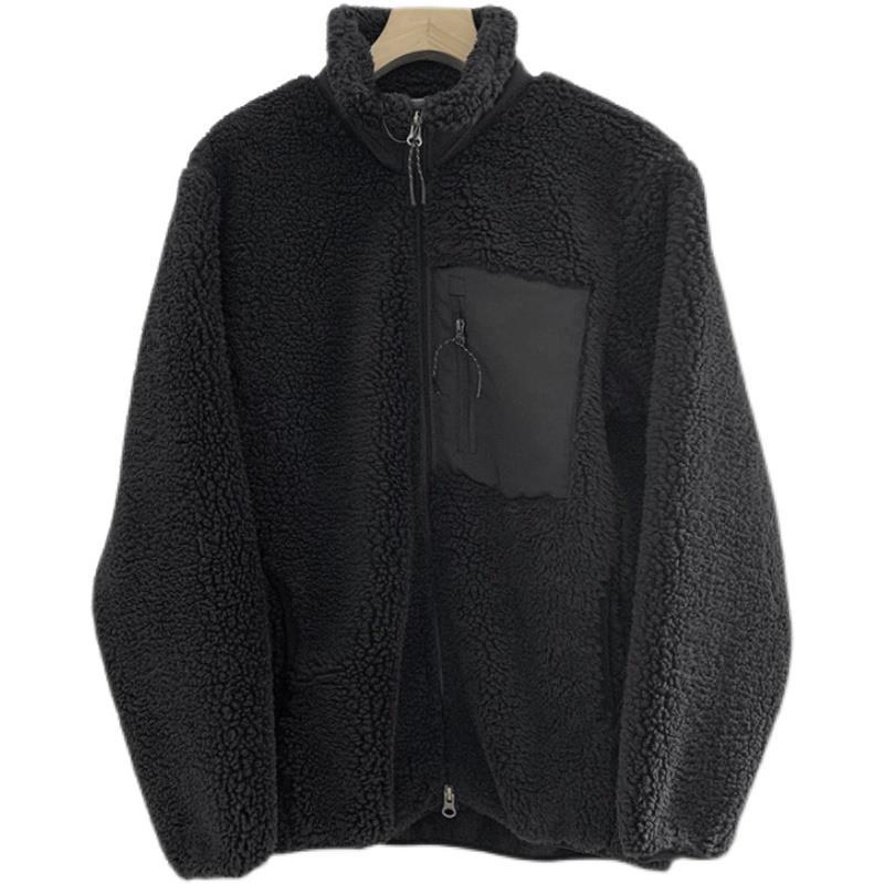 Windproof lambskin imitation jacket with stand-up collar