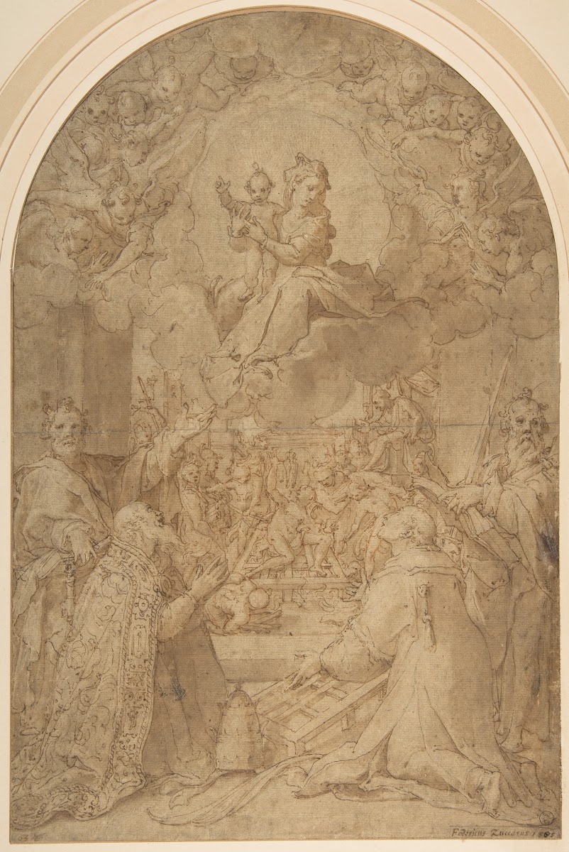 The Virgin and Child Appearing to Saint Peter Saint Damasus Saint Lawrence and S
