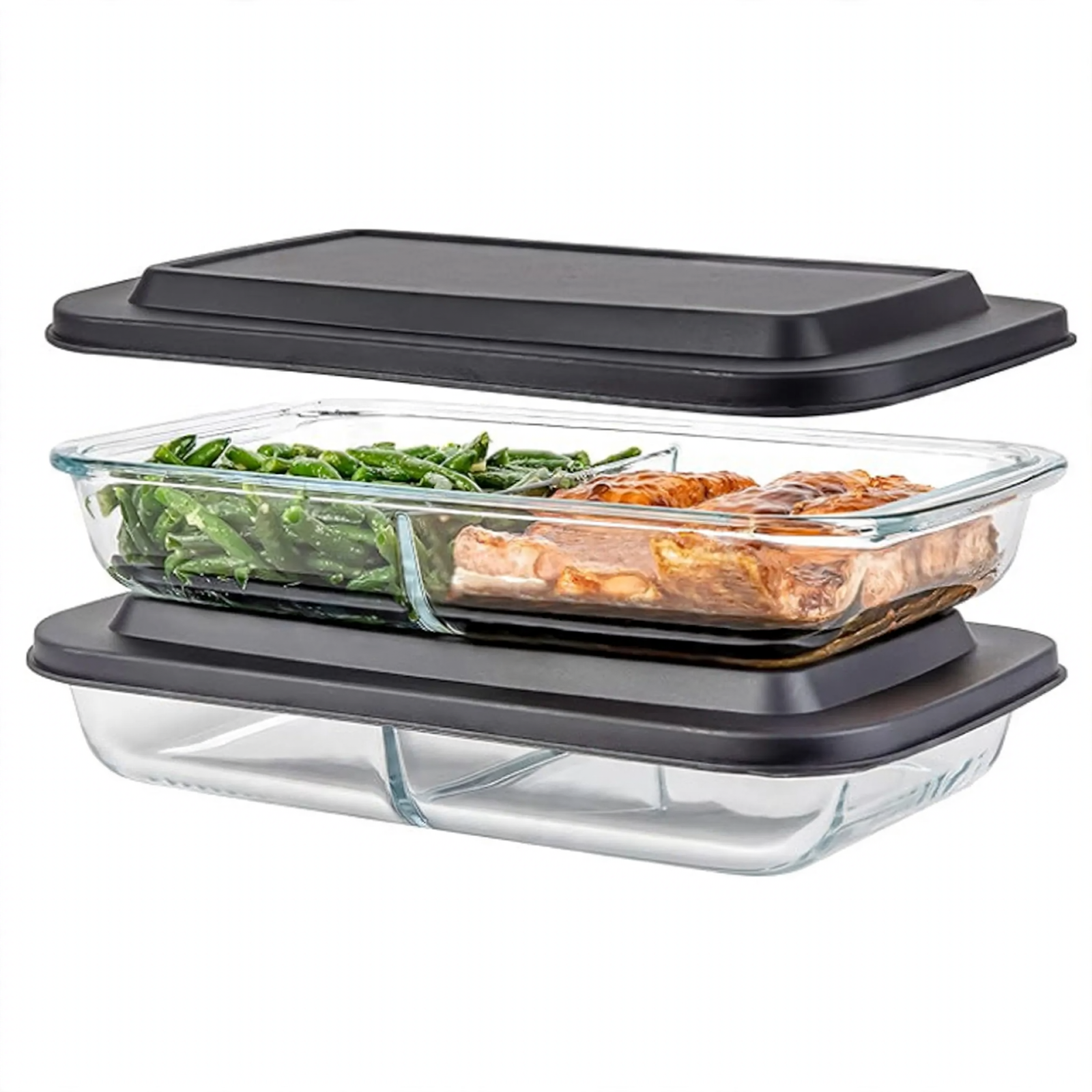Borosilicate glass baking tray, rectangular