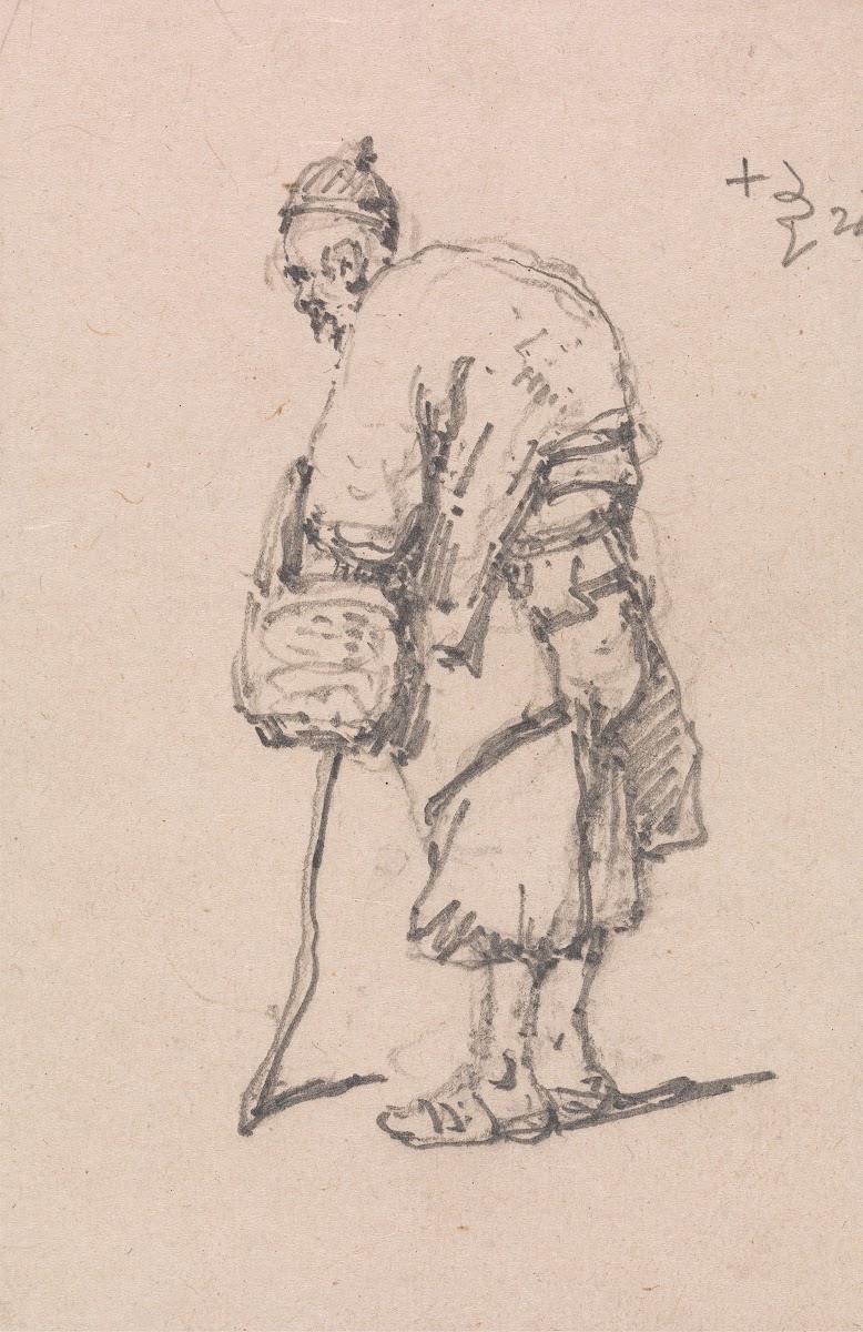 Old Man Leaning on a Stick