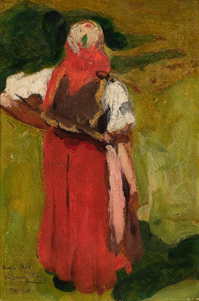 Peasant woman back view sketch 1906