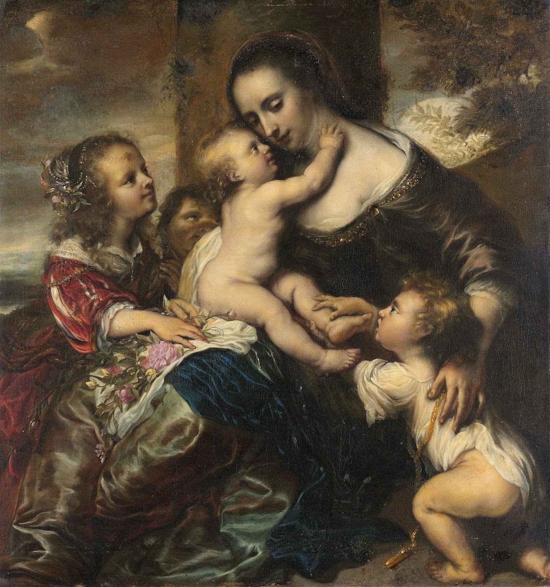 Portrait of a woman with four children depicted as Caritas 1650   1678