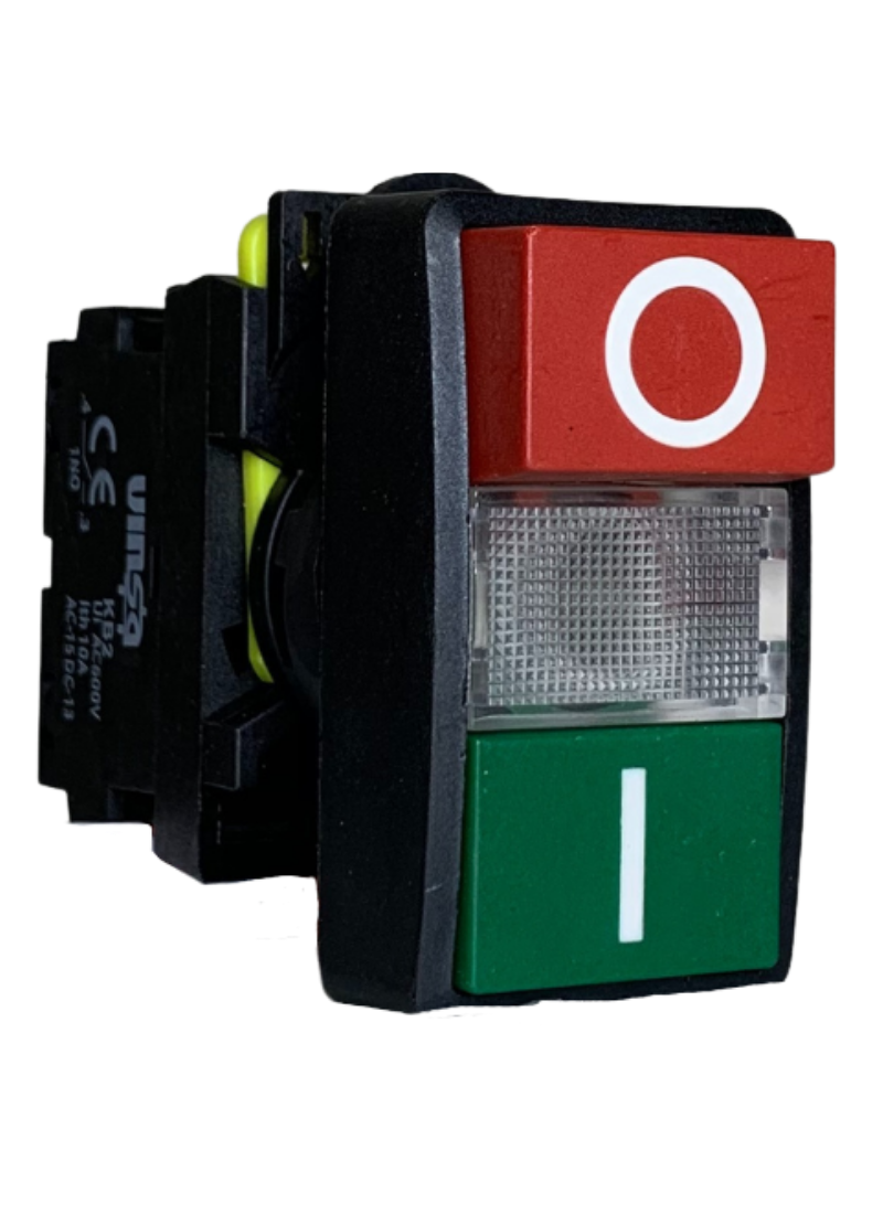 Illuminated On Off Flush Button Green + Red 220VAC 1N/O + 1N/C