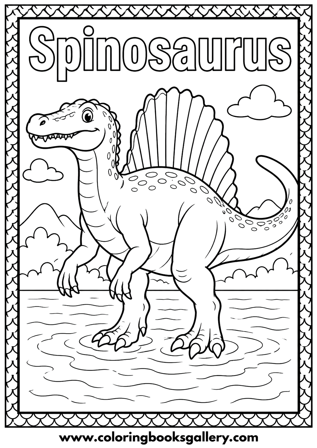 Epic Spinosaurus Coloring Sheet – Fun for All Ages – free coloring page for kids