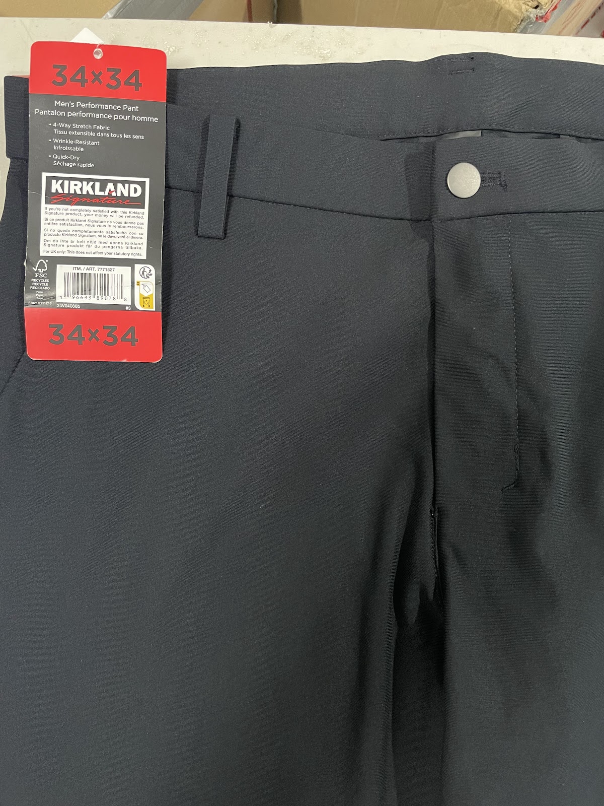 Kirkland Mens Pants Black S34x34 #0838