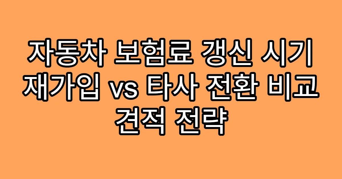 자동차 보험료 갱신 시기 재가입 vs 타사 전환 비교 견적 전략