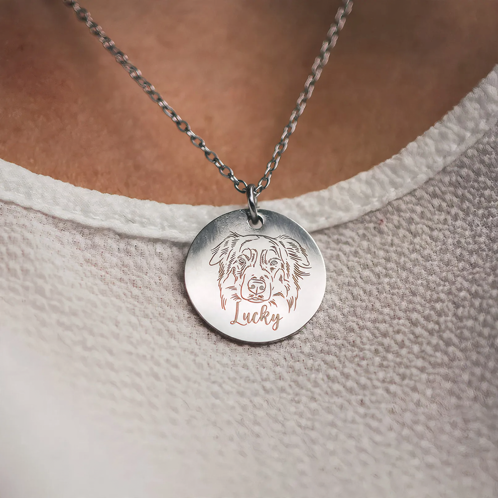 Stainless Steel Pendant Necklace with Laser Engraving