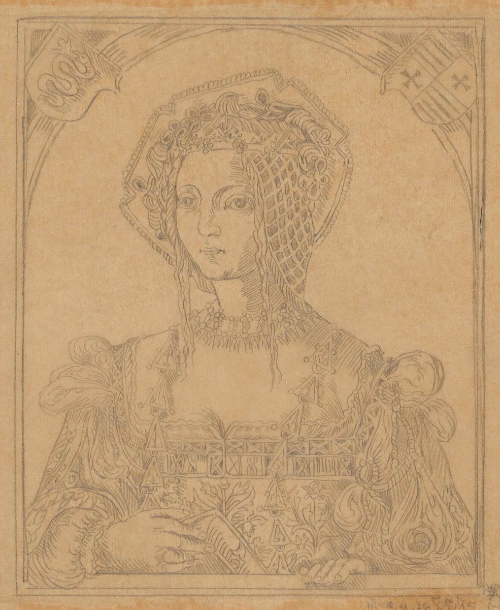 Drawing of a 16th century Portrait of Queen Bona Sforza 14941557 1883 1884