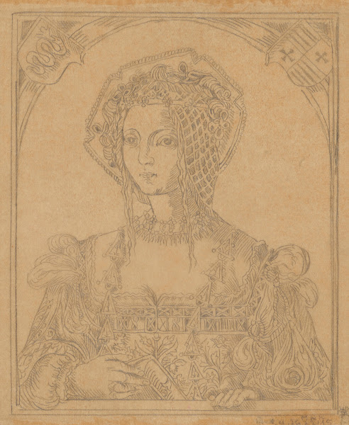 Drawing of a 16th century Portrait of Queen Bona Sforza 14941557 1883 1884