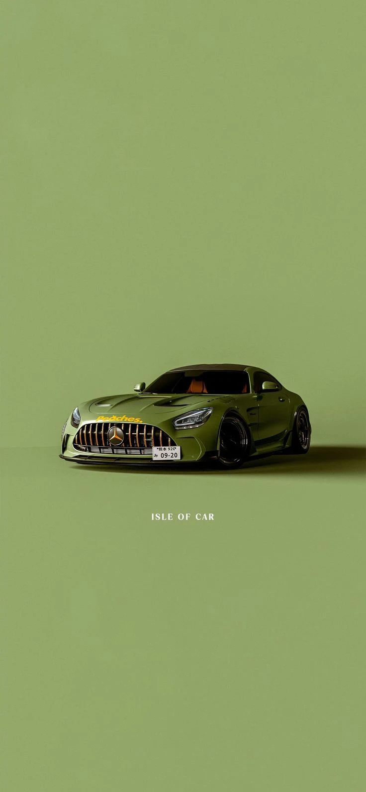 Green Mercedes-AMG GT Coupe - Digital Car Art iPhone Wallpaper (736x1592)