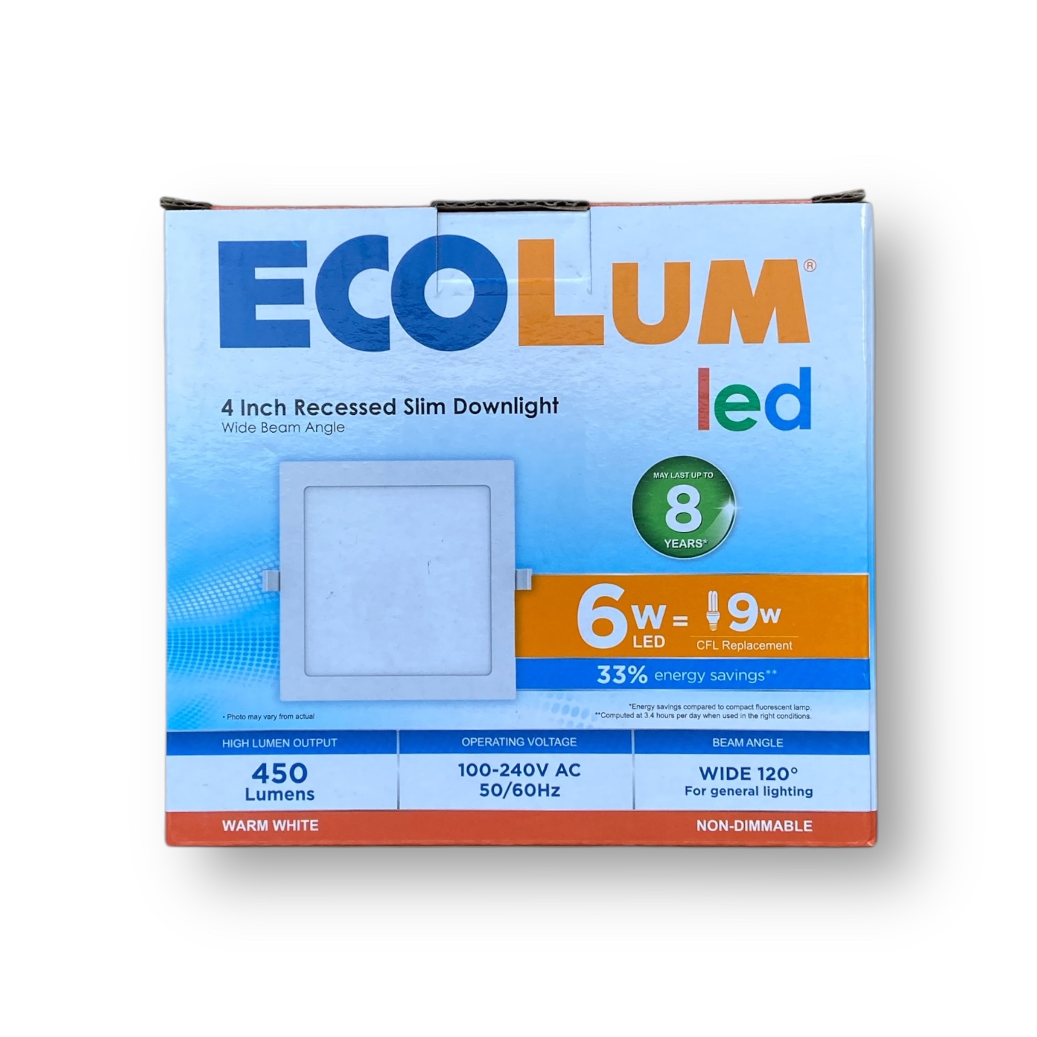 Ecolum Square Recessed Slim Downlights (Warm White)