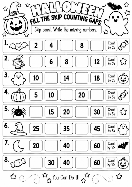 HALLOWEEN FILL THE SKIP COUNTING GAPS
