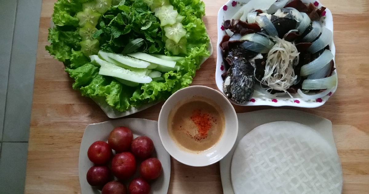 Cá hấp cuốn bánh tráng