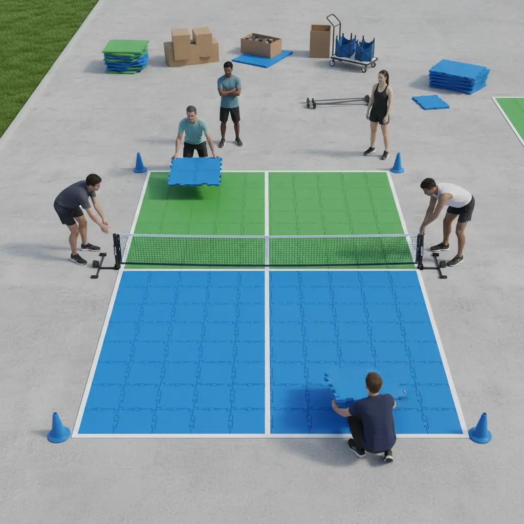 cara membuat lapangan pickleball portabel