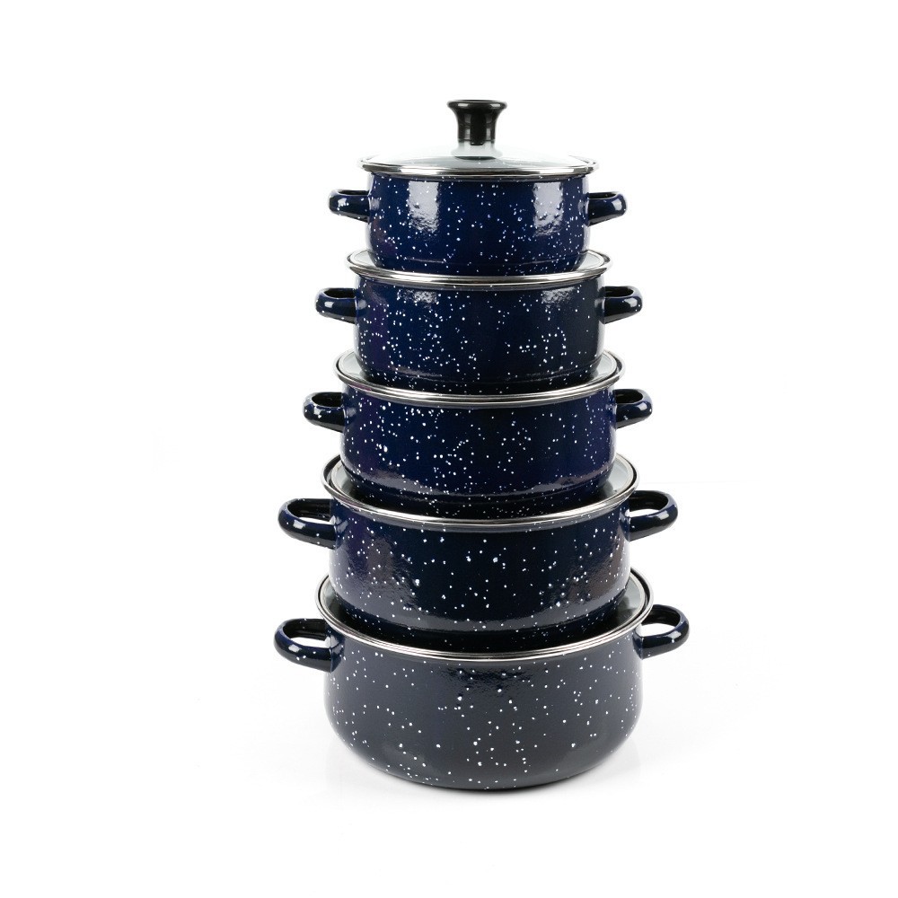 Enamel pot with glass lid, 2.1–3 L