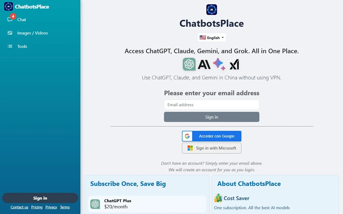 Captura de ChatbotsPlace
