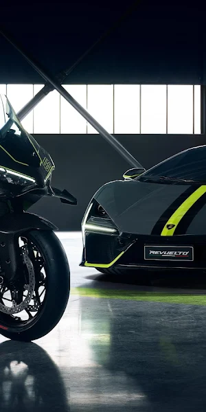 Lamborghini Revuelto, Supercar, Motorcycle, Sportbike 8K Wallpaper Background