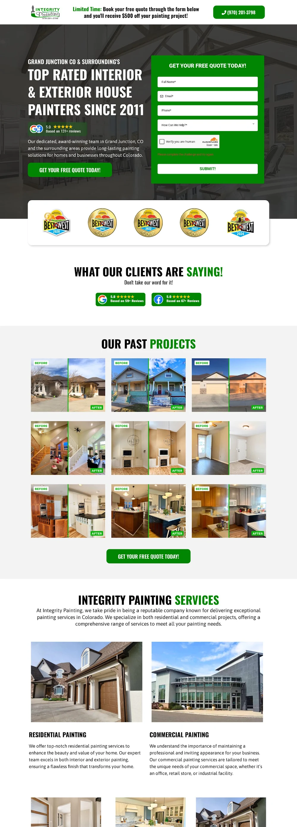 quote.integritypaint.net/quote website built by Forward Media