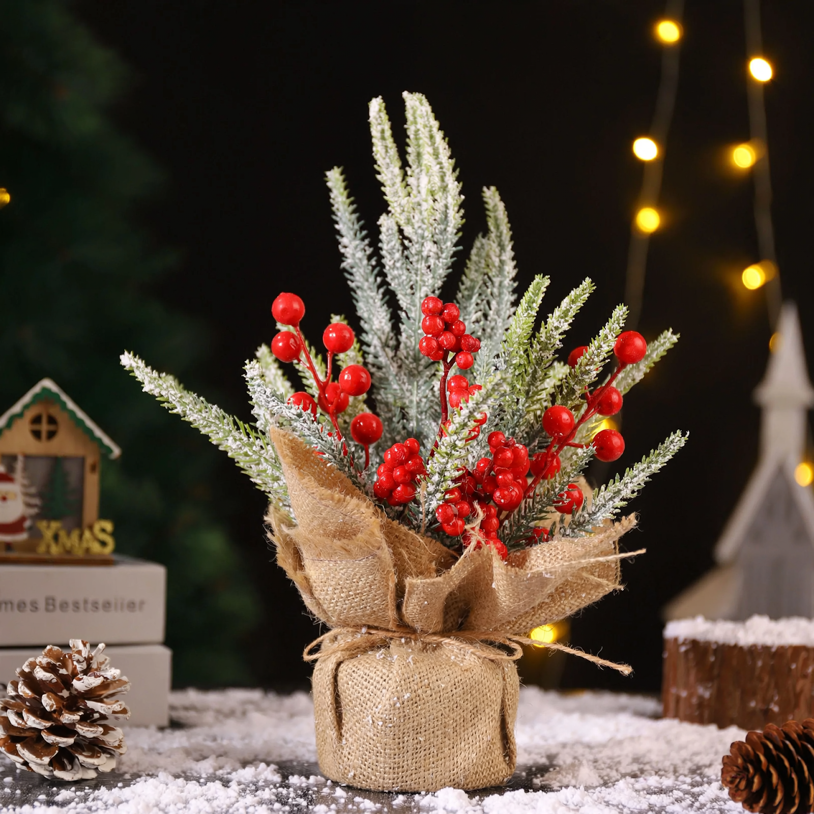 Mini Christmas tree with flocking, 45 cm