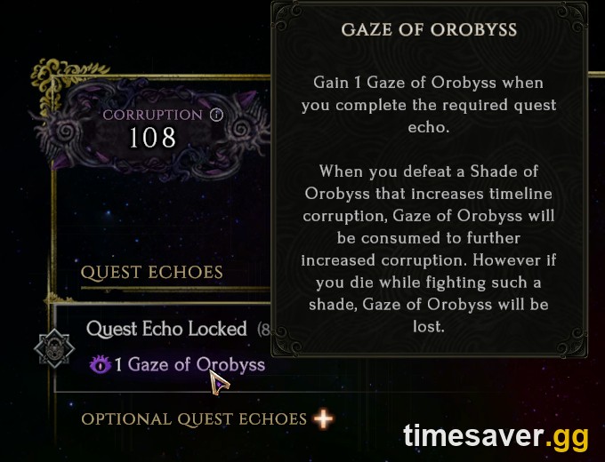 Gaze of Orobyss UI and corruption counter in Last Epoch