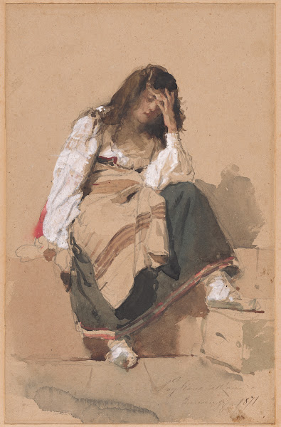 A Seated Peasant Girl In Contemplation 1871