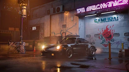 Cyberpunk Porsche Samurai 4K Wallpaper Background