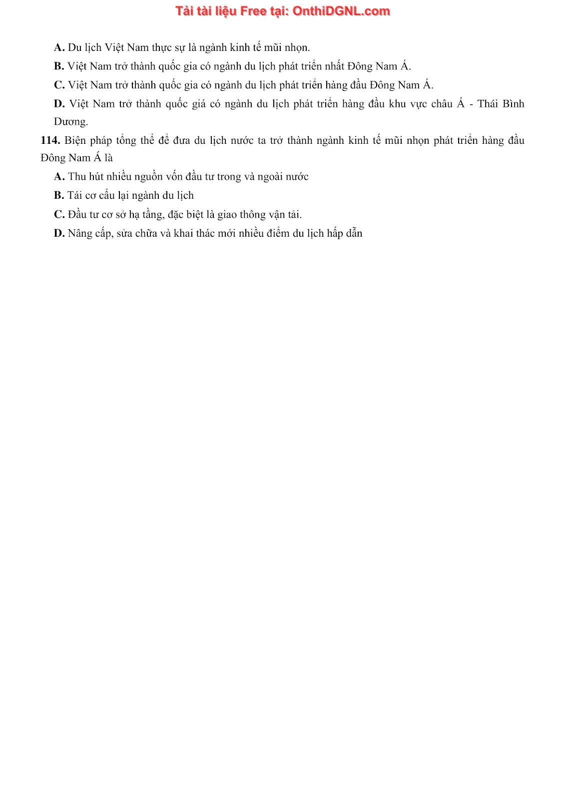 250 bài tập môn Địa Lý - Ôn thi ĐGNL ĐHQG TP HCM Phần 11