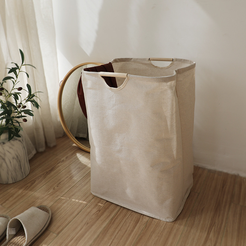 Foldable laundry basket made of cotton and linen