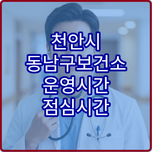 천안시 동남구보건소 운영시간 점심시간 접수 가능 여부
