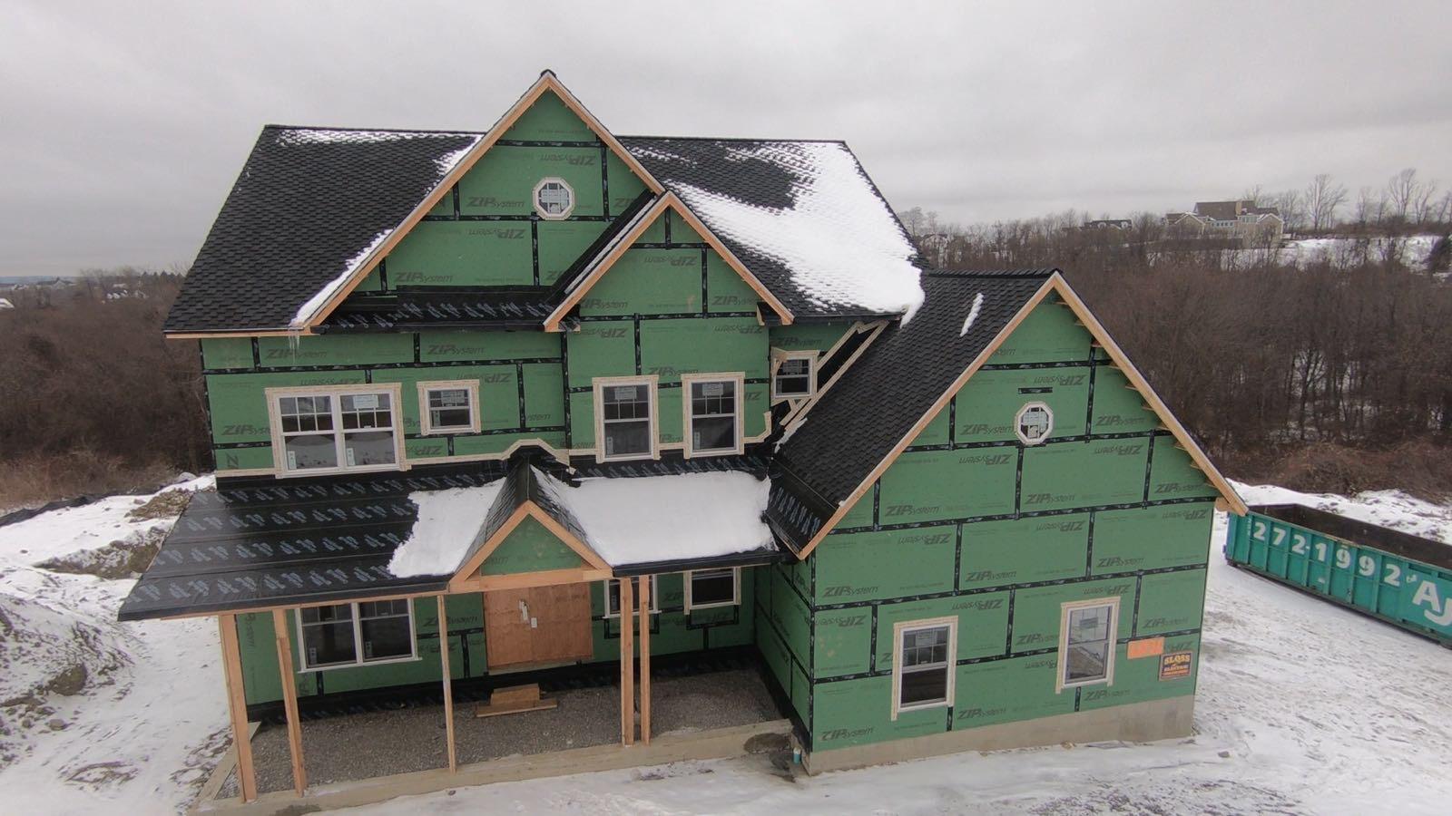Blue siding with deck