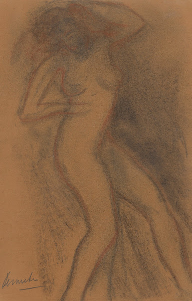 Schets van leunend figuur 1949
