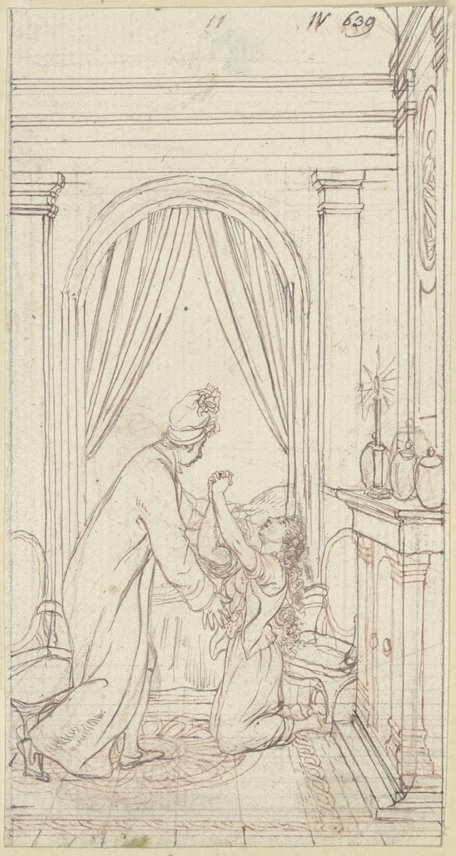 Clarissa kneels to the right ca 1796